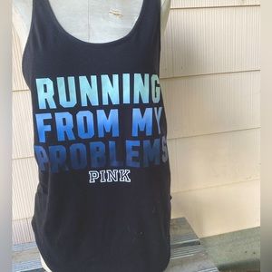 Victorias Secret Pink “running from my problems” racer back tank